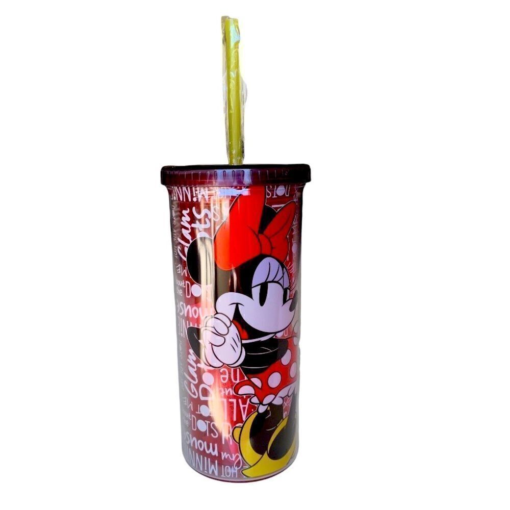 New Minnie Mouse 20oz Travel Tumbler Red Durable Plastic Licensed Disney
